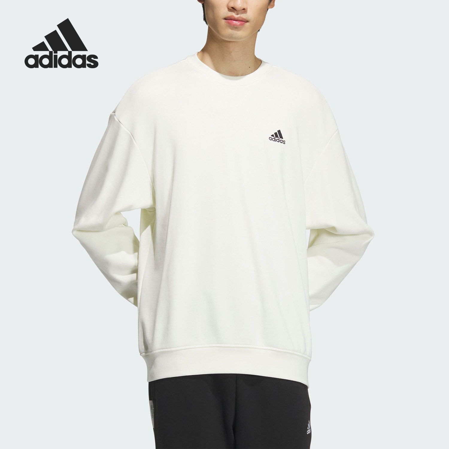 Adidas/阿迪达斯正品V LABEL FT CREW男女简约宽松卫衣JM9111