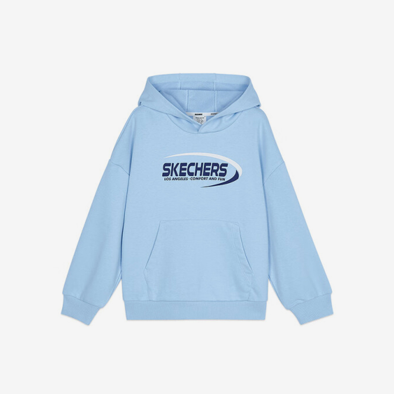 Skechers/斯凯奇正品新款儿童休闲字母印花连帽长袖运动卫衣