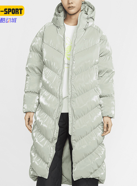 Nike/耐克正品WINDPUFFER女士连帽长款亮面棉服FV7828-370