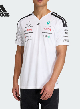 Adidas/阿迪达斯正品新款男白黑色赛车观赛速干经典短袖T恤KF0160