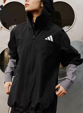 Adidas/阿迪达斯正品WOVEN JACKET男女连帽拒水梭织外套KA9309