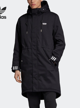 Adidas/阿迪达斯正品三叶草男子保暖运动长款连帽棉服 FL0021