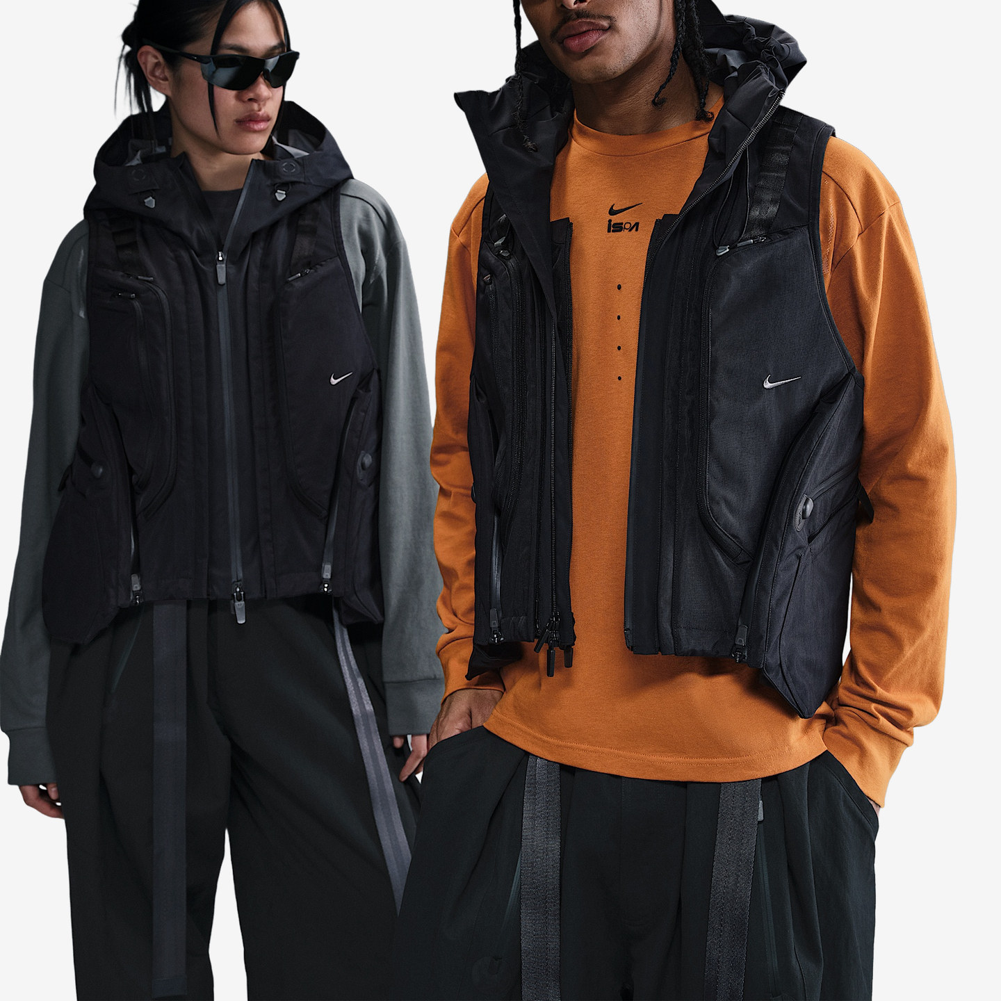 Nike耐克正品ISPA男女透气多口袋贴袋修身拉链拼接马甲HF6403-010