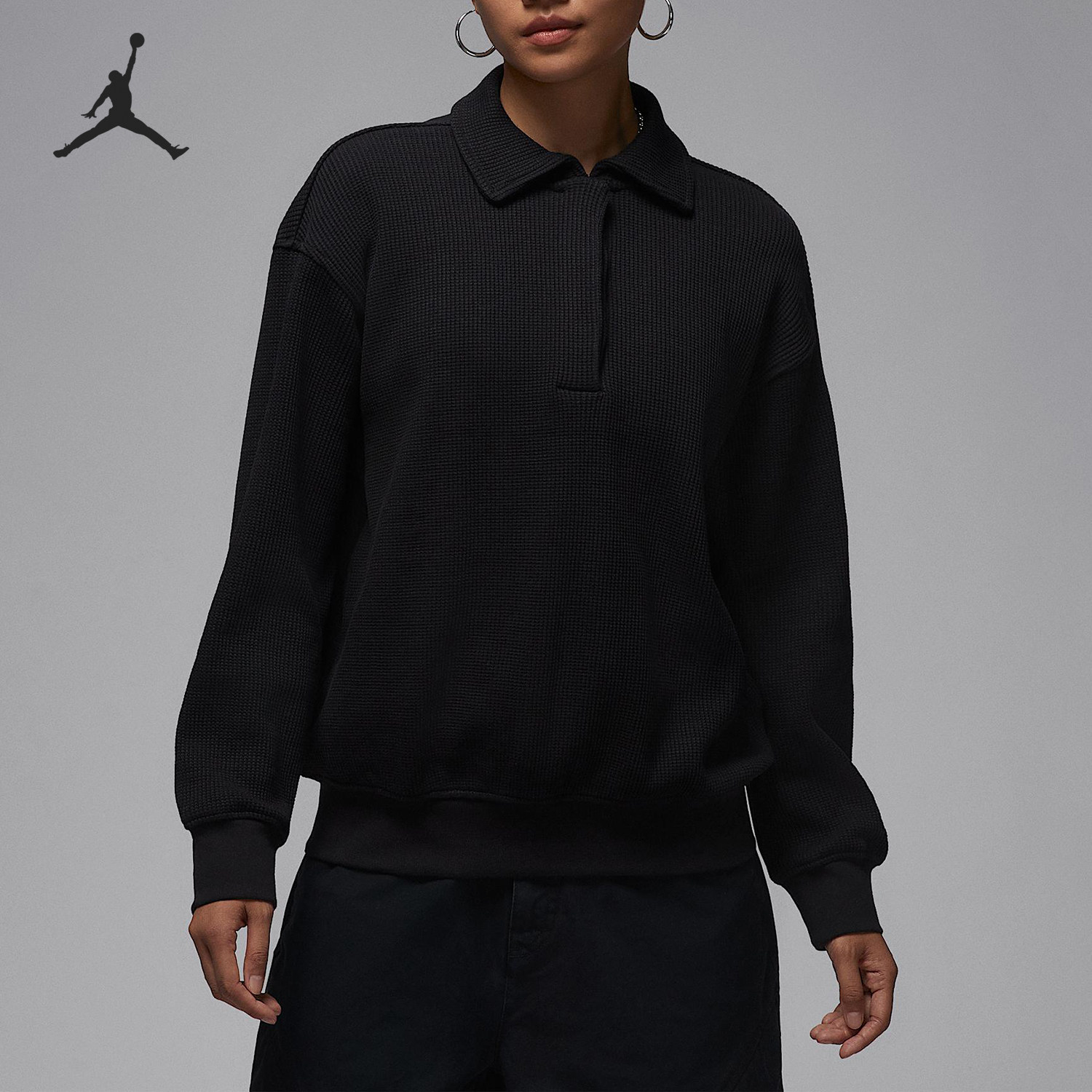 Nike/耐克官方正品Jordan Flight女士翻领长袖POLO衫HV0354-010,运动服/休闲服装,运动POLO衫,淘宝优惠券,粉丝福利购,淘宝优惠卷