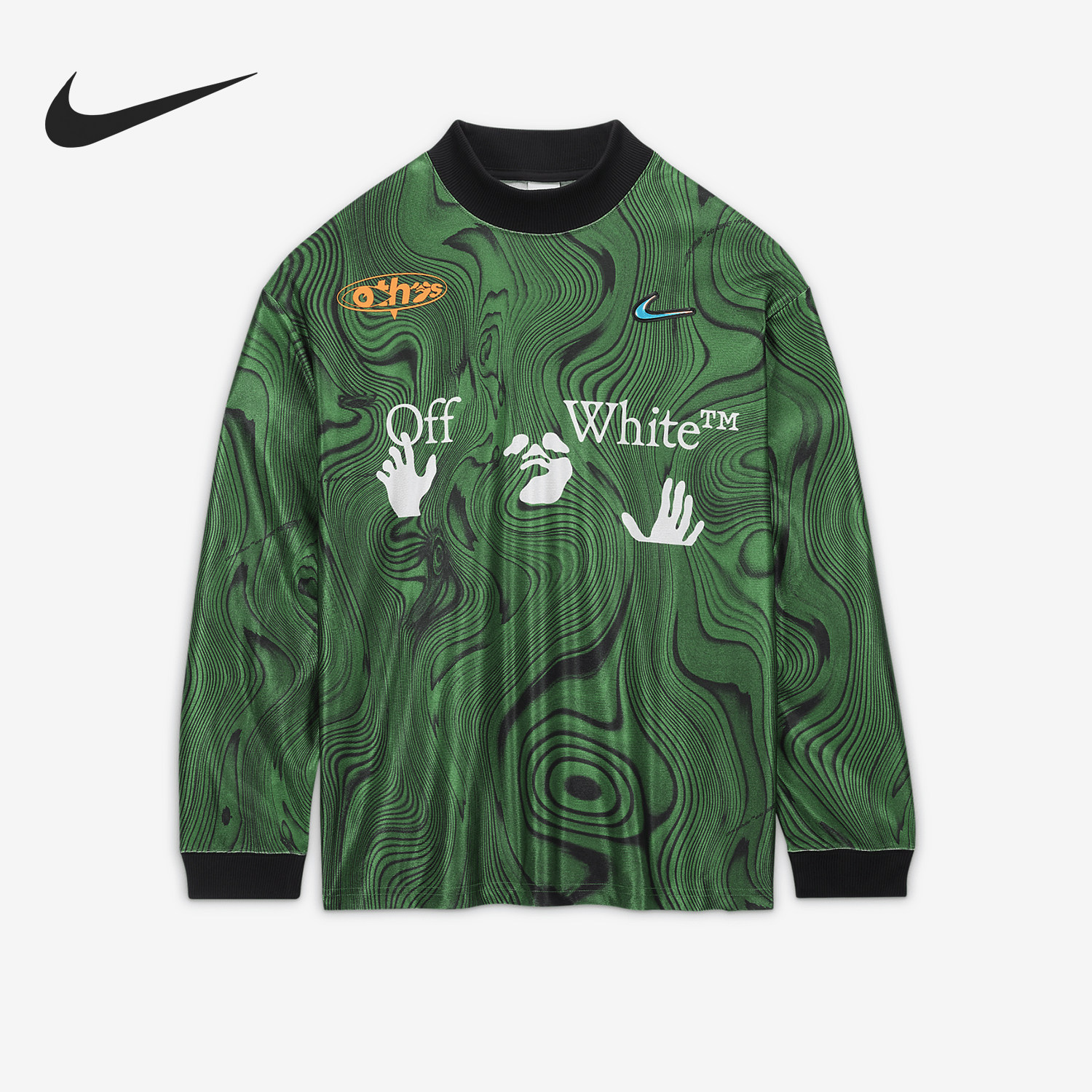 Nike/耐克正品 Off-White 男士印花运动长袖足球衣FQ0998-389