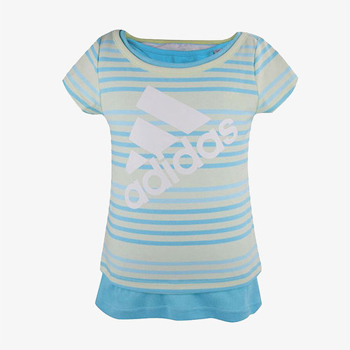 Adidas/阿迪达斯正品2026春季款小童日常圆领套头条纹短袖AP6454