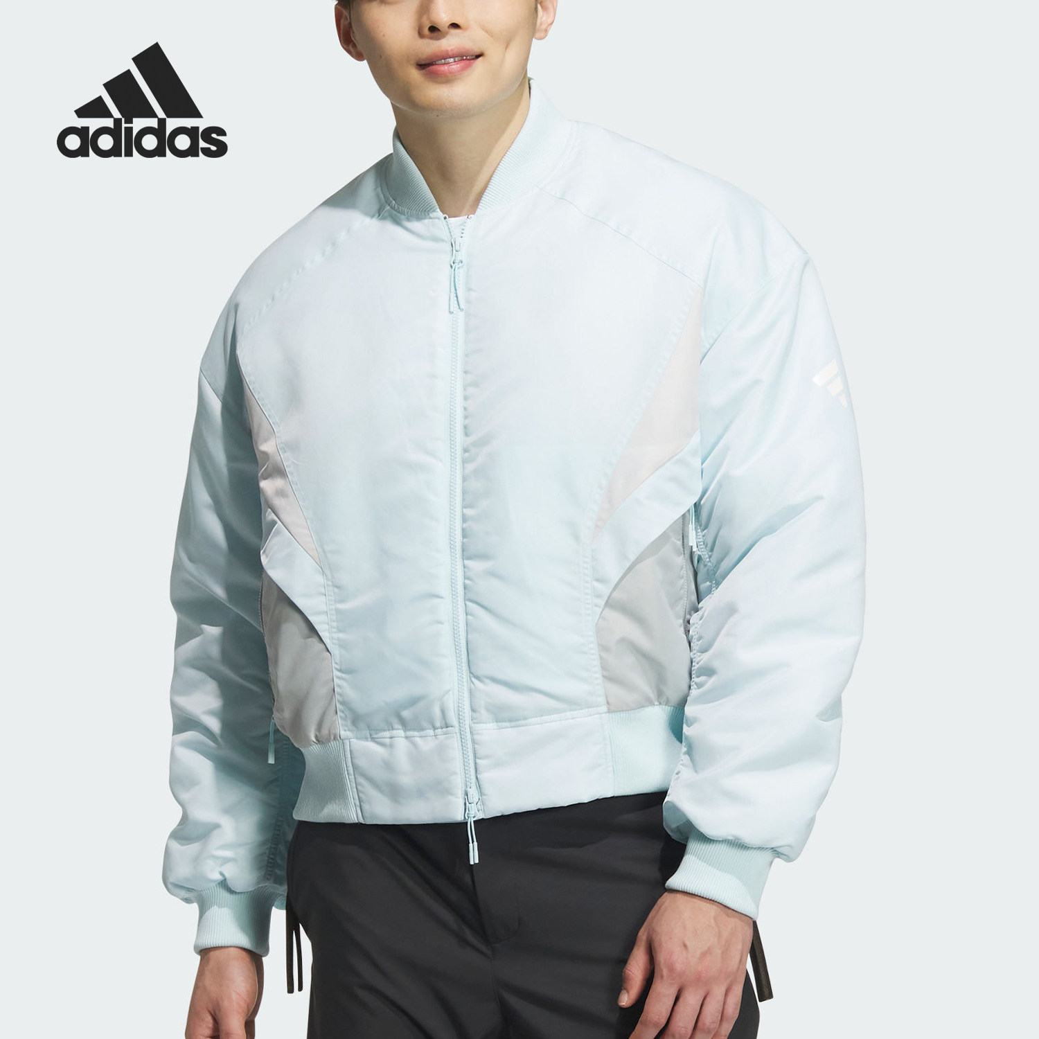 Adidas/阿迪达斯官方正品新款男士保暖拼接经典三条纹棉服JN4146