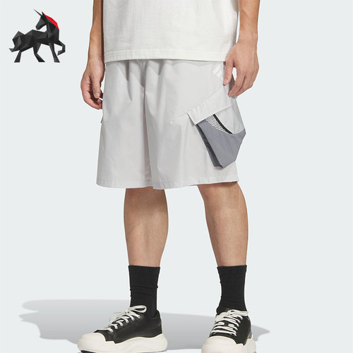 Adidas/阿迪达斯正品2025夏季款男士休闲宽松日常梭织短裤KF0674
