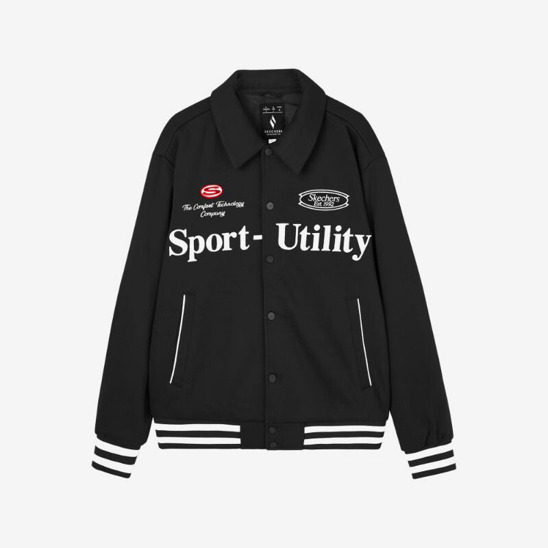 斯凯奇男士翻领针织棒球外套