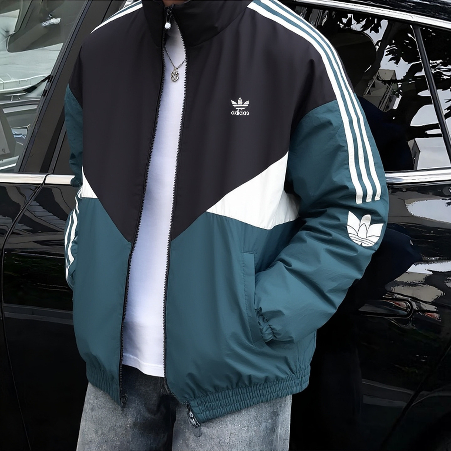 棒球服男正品阿迪达斯夏季新款美式外套复古撞色防风衣立领夹克