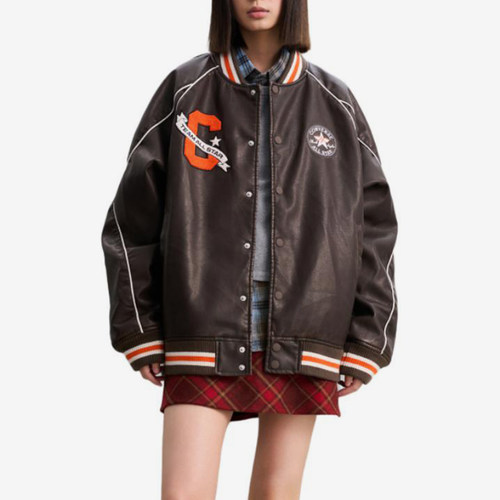 Converse/匡威正品2025新款男士皮质单排扣宽松夹克10028110-A02