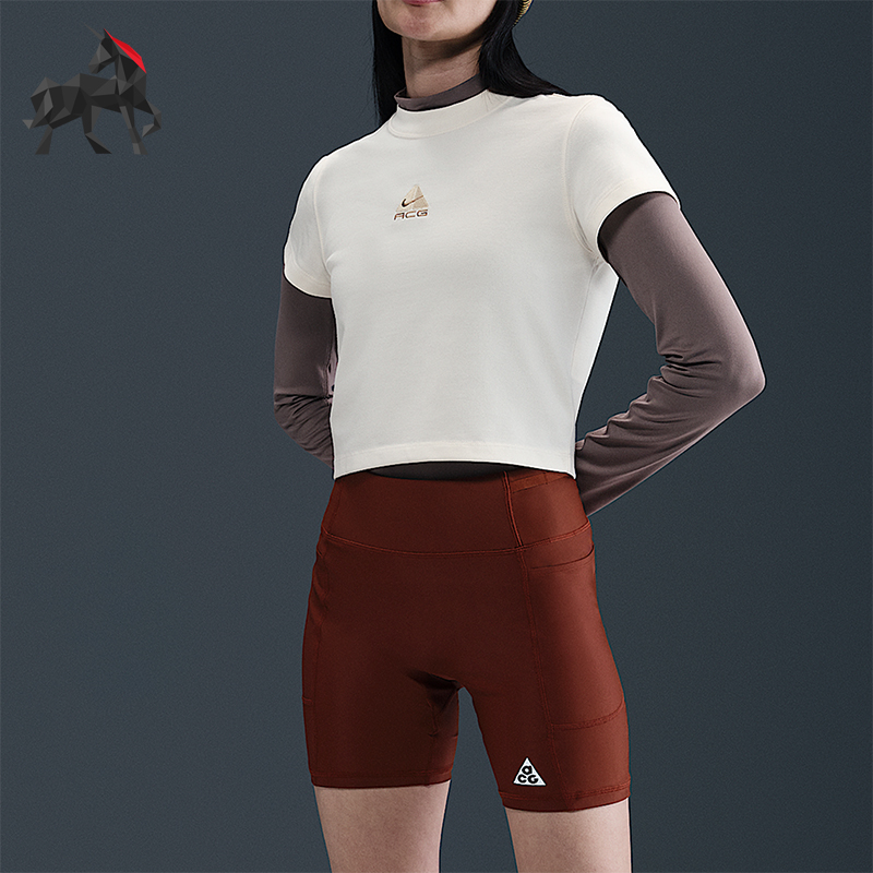 Nike/耐克正品Dri-FIT女士透气修身针织短款休闲短袖HM6085-110