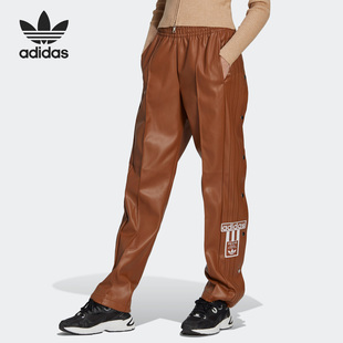 长裤 Adidas 女子侧按扣皮裤 三叶草新款 II6098 阿迪达斯官方正品