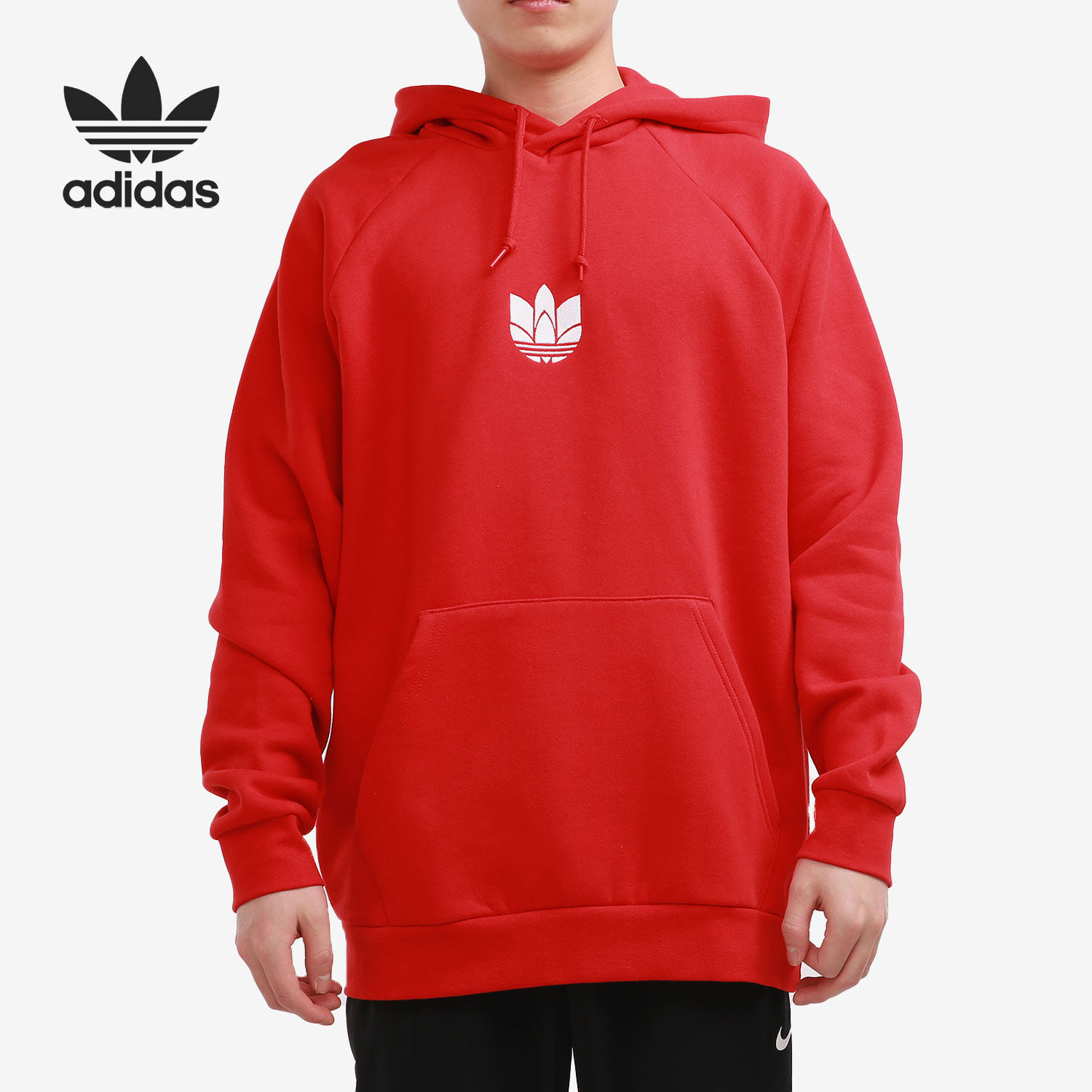 adidas/阿迪达斯正品2021新年款运动服连帽加绒卫衣套头衫gn3554
