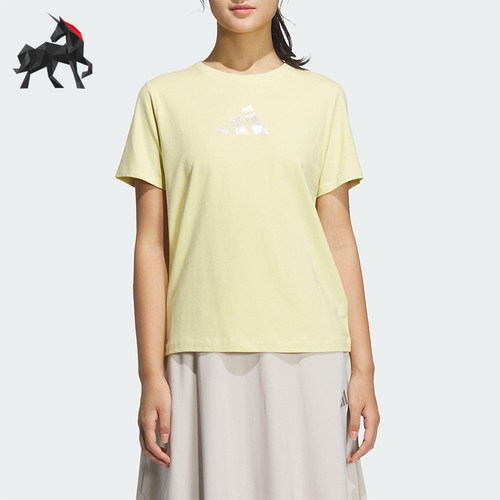 Adidas/阿迪达斯正品LOGOSSTEE 2女士经典圆领针织休闲短袖JM8802