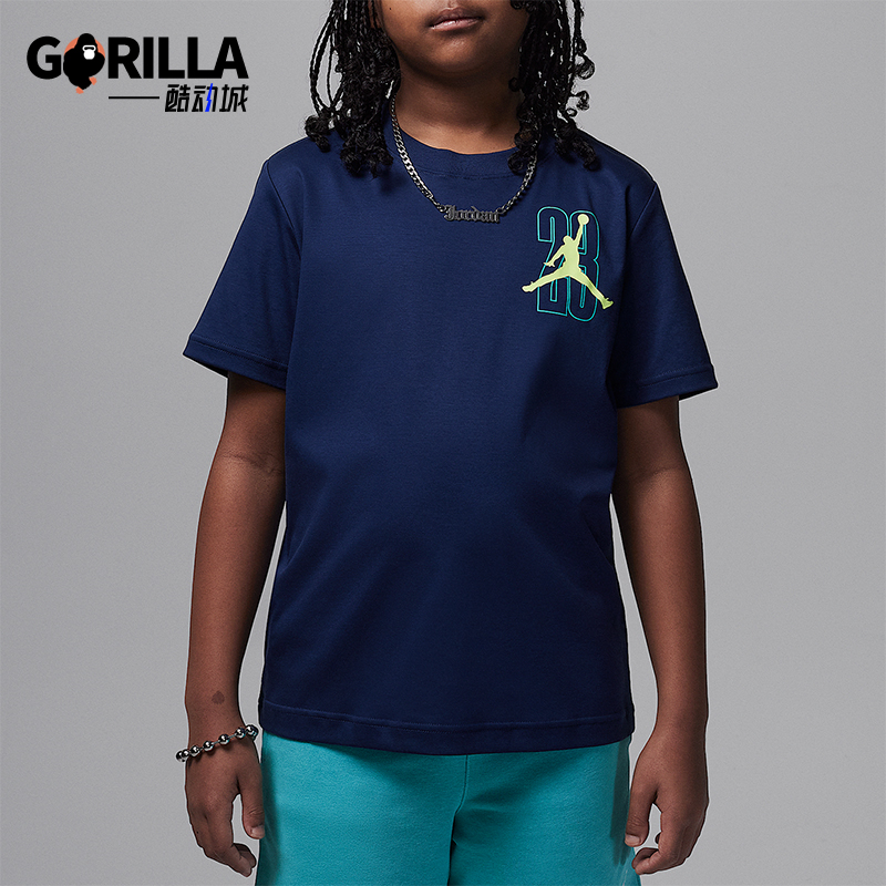 Nike/耐克正品JORDAN大童轻微落肩运动舒适休闲经典针织短袖