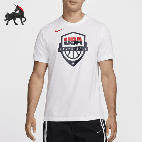 Nike/耐克正品Dri-FIT男士圆领印花透气篮球短袖T恤FQ3634-100