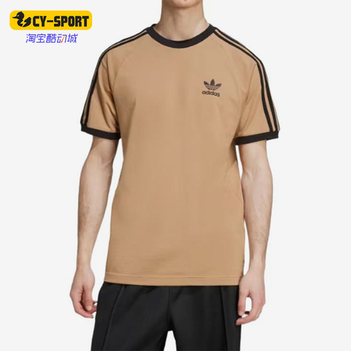 Adidas/阿迪达斯正品三叶草男士三条纹圆领修身短袖T恤JY1370