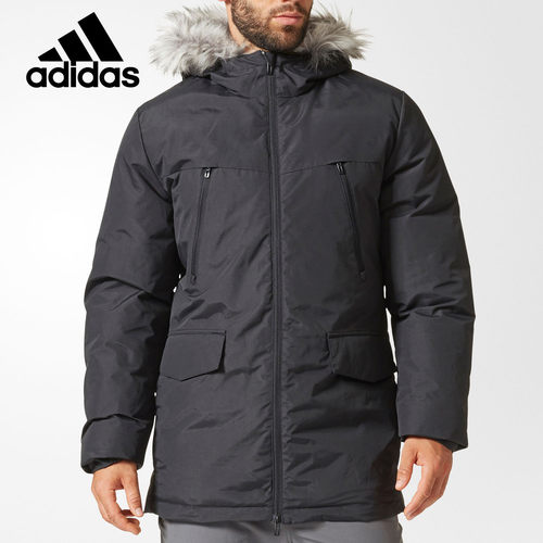 Adidas男子户外中长款运动棉衣