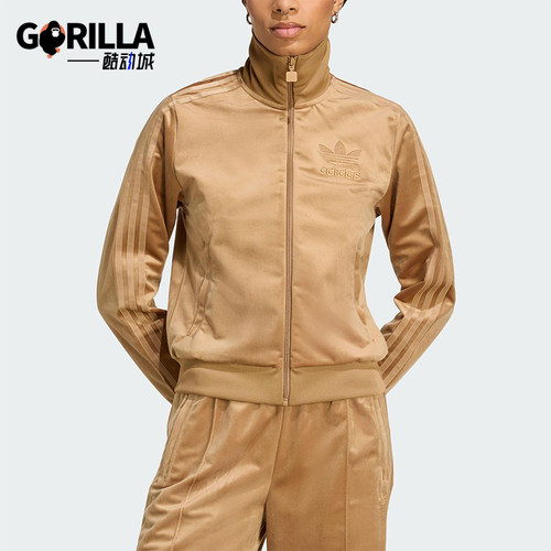 Adidas/阿迪达斯正品三叶草女士休闲运动复古丝绒外套JY2591