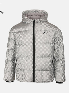 Nike/耐克正品JORDAN新款男女银灰色休闲短羽绒服IO6195-095