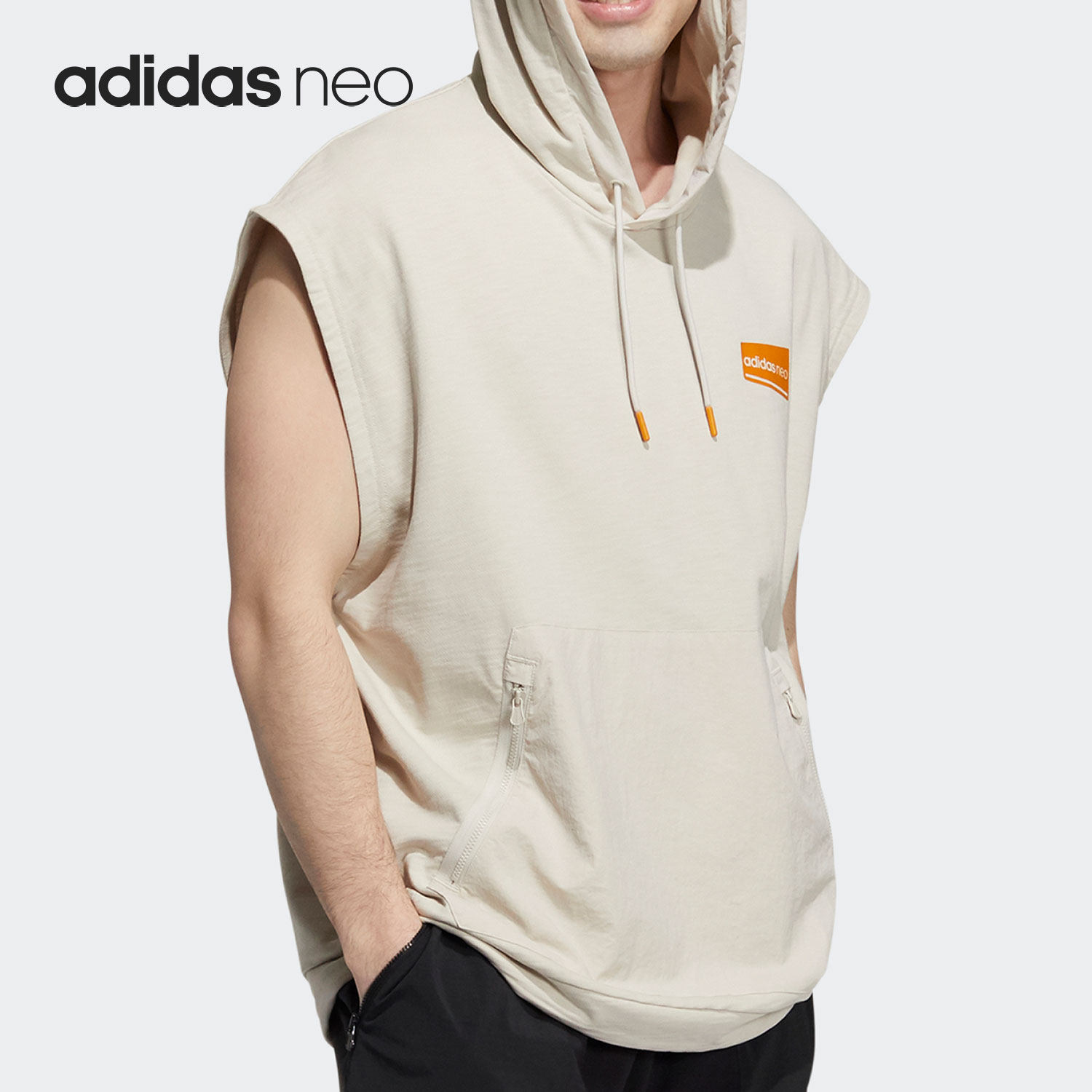 Adidas/阿迪达斯正品NEO 男子无袖休闲运动连帽套头卫衣 HA2911