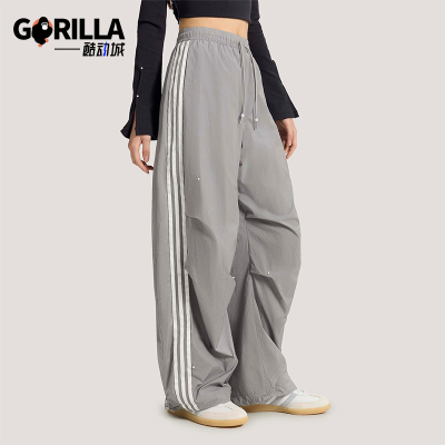 Adidas/阿迪达斯正品三叶草女士梭织系带经典宽松阔腿长裤KS2866