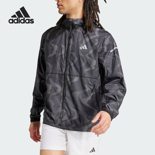 阿迪达斯男士连帽健身外套