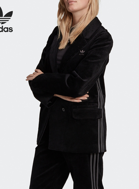 Adidas/阿迪达斯正品三叶草女子宽松灯芯绒休闲西装外套 GU3000