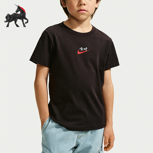 Nike/耐克正品AlRight幼童全对满分经典印花T恤黑T恤IZ8366-010