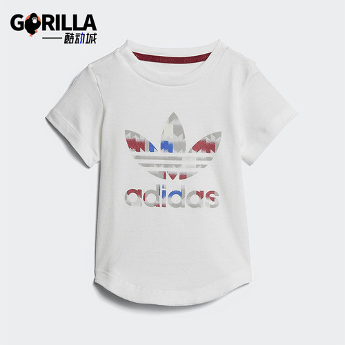 Adidas/阿迪达斯正品2025婴童休闲圆领透气运动印花短袖T恤CE4370