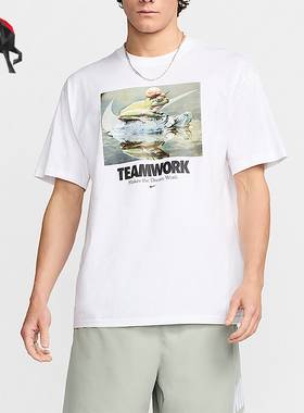 Nike/耐克正品夏季男士运动字母印花图案套头短袖T恤HF0002-100