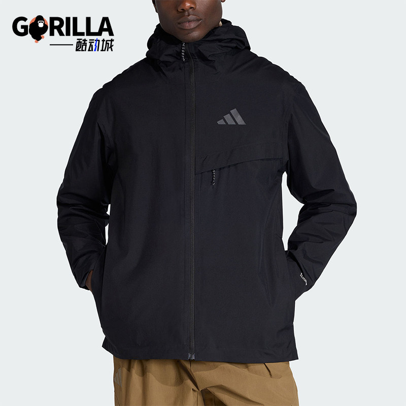 Adidas/阿迪达斯正品MT 2L RAIN J男士运动户外连帽冲锋衣JY4118