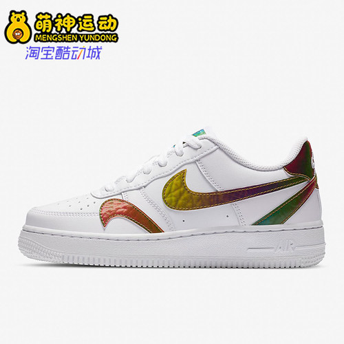 Nike/耐克正品AirForce1Swosh新款白炫彩色板鞋CZ5890-100