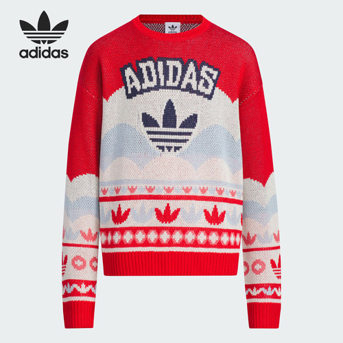 Adidas/阿迪达斯正品三叶草大童针织长袖圆领套头毛衣JM5860