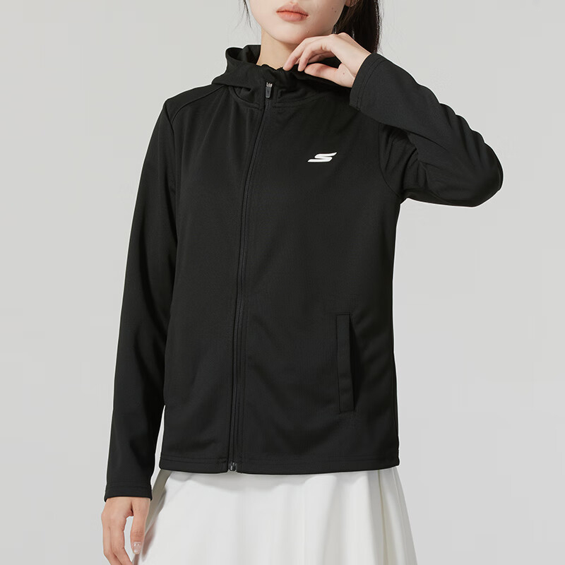 Skechers/斯凯奇正品秋季新款女士连帽跑步针织训练运动外套