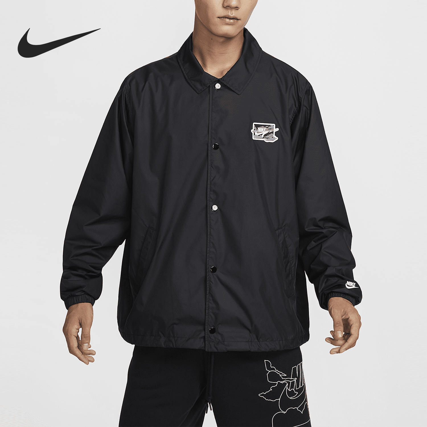 耐克男士宽松休闲翻领外套