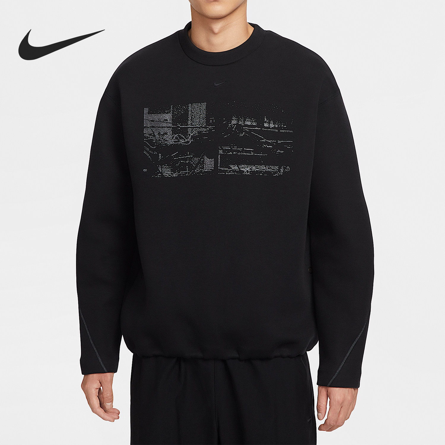 Nike/耐克官方正品Tech 男士宽松针织圆领卫衣套头衫HV1341-010