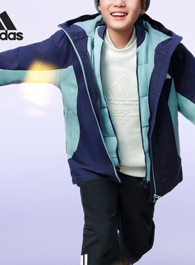 Adidas/阿迪达斯正品2025秋冬款儿童拼接保暖羽绒服KC5922