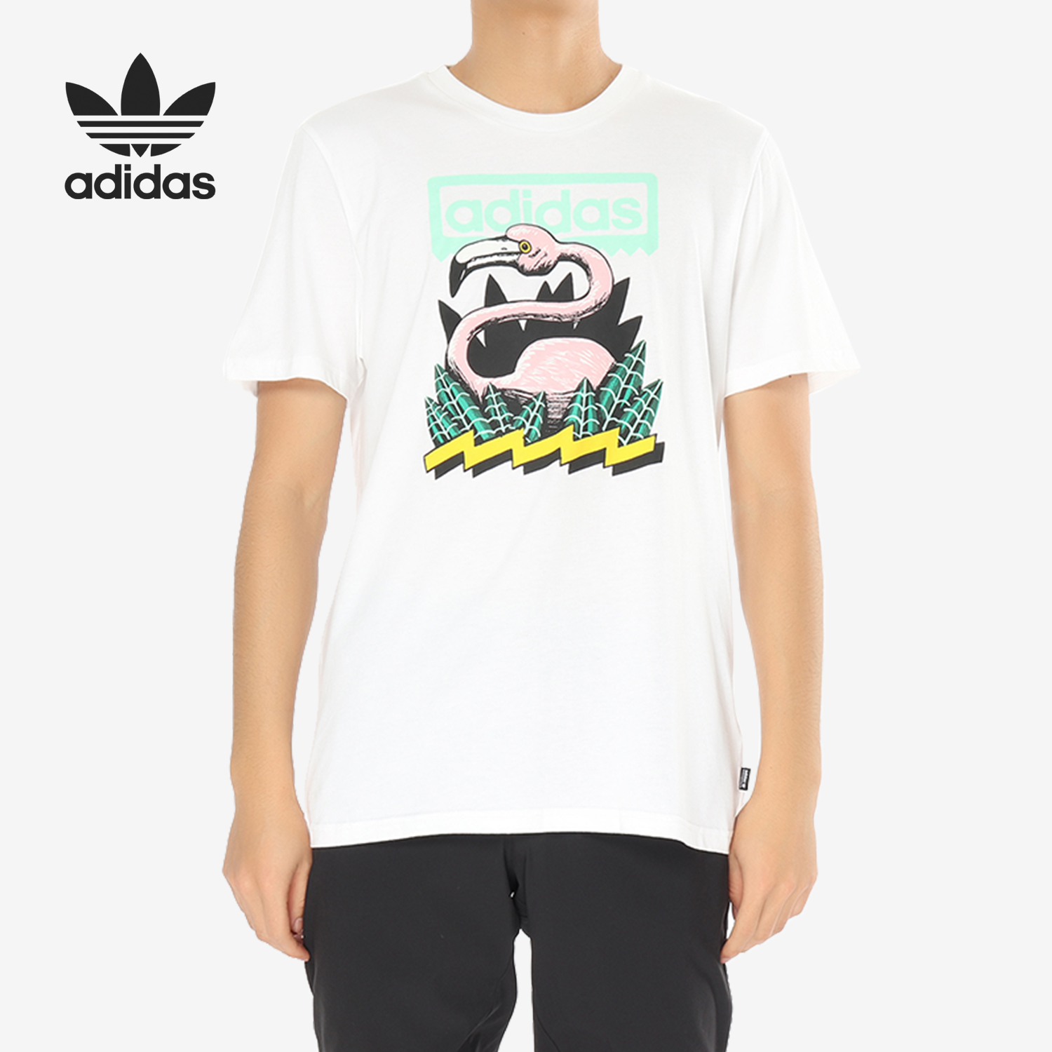 阿迪达斯男子印花休闲短袖T恤