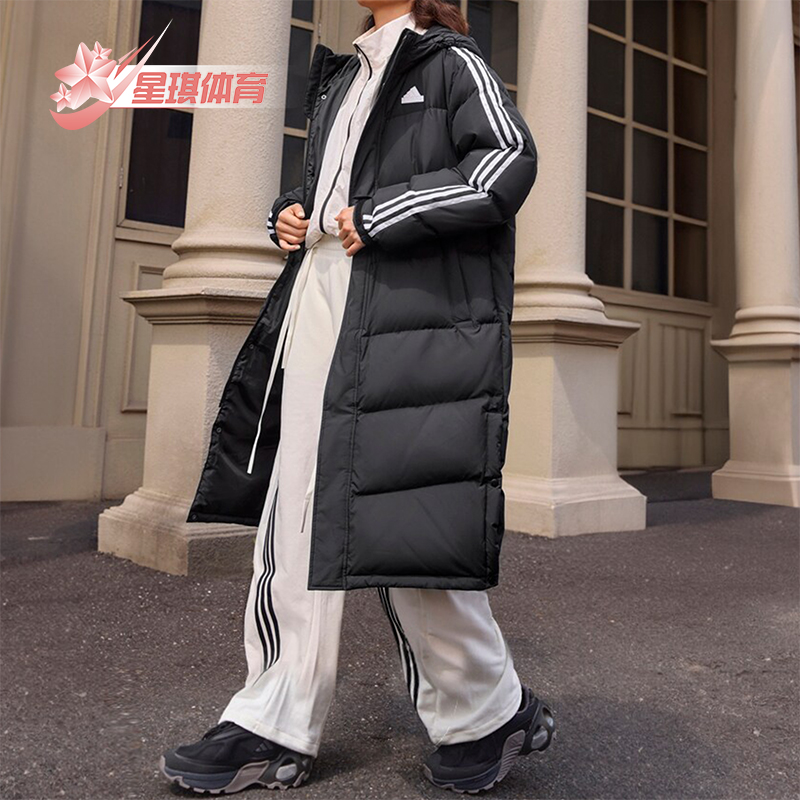 阿迪达斯男女连帽鸭绒羽绒服