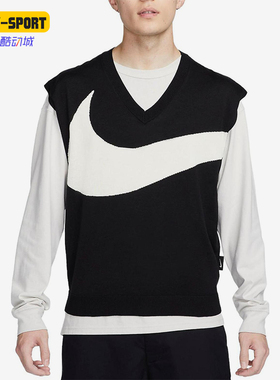 Nike/耐克正品Swoosh男士透气V领拼接套头针织无袖T恤FD2874-010