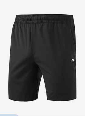Skechers/斯凯奇正品夏季透气男子梭织松紧运动跑步短裤P223M073