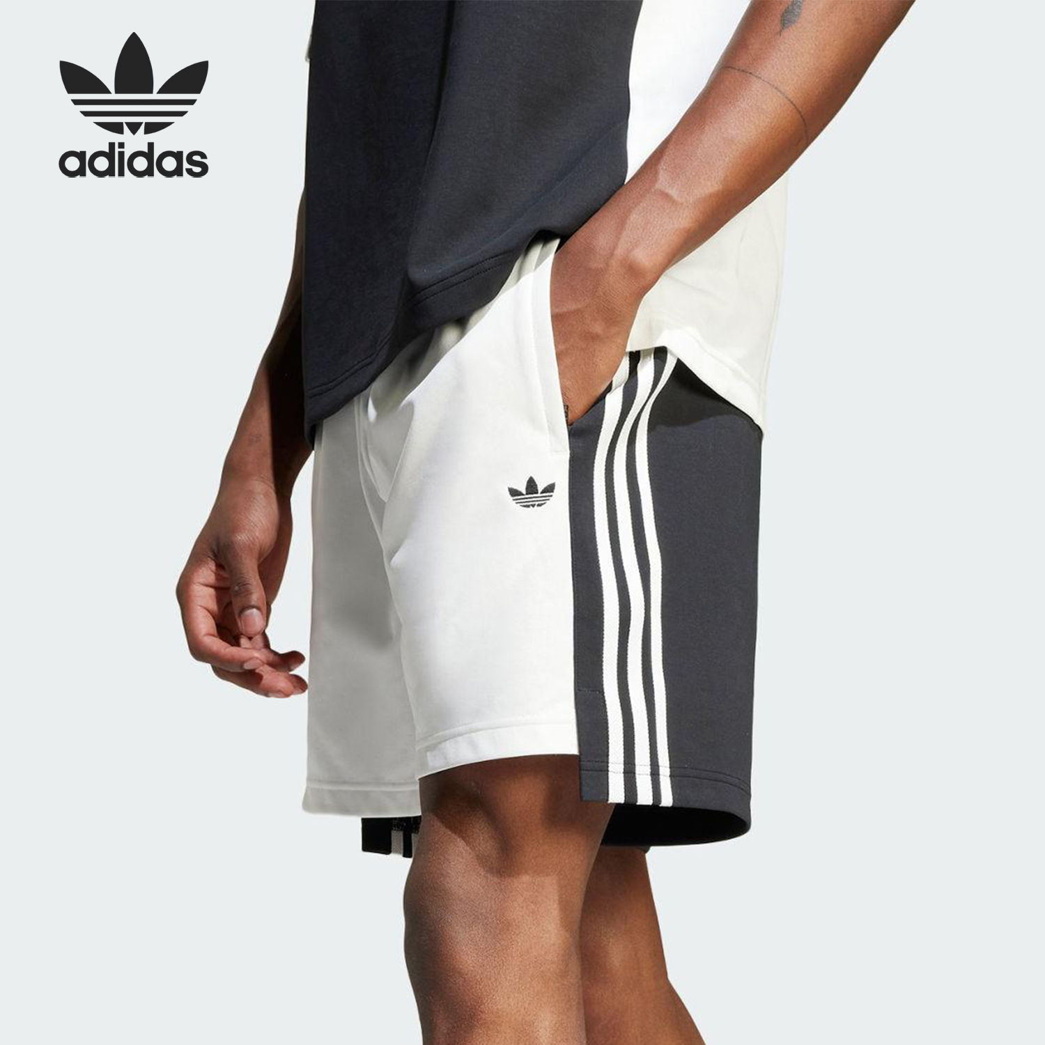 阿迪达斯男士潮流复古拼接短裤