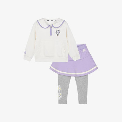 斯凯奇儿童卫衣短裙配紧身裤套装