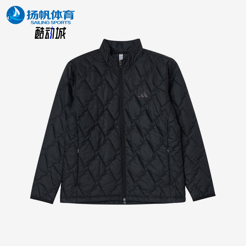 Adidas/阿迪达斯正品立领长袖棉服新款男黑色保暖棉服KD7995