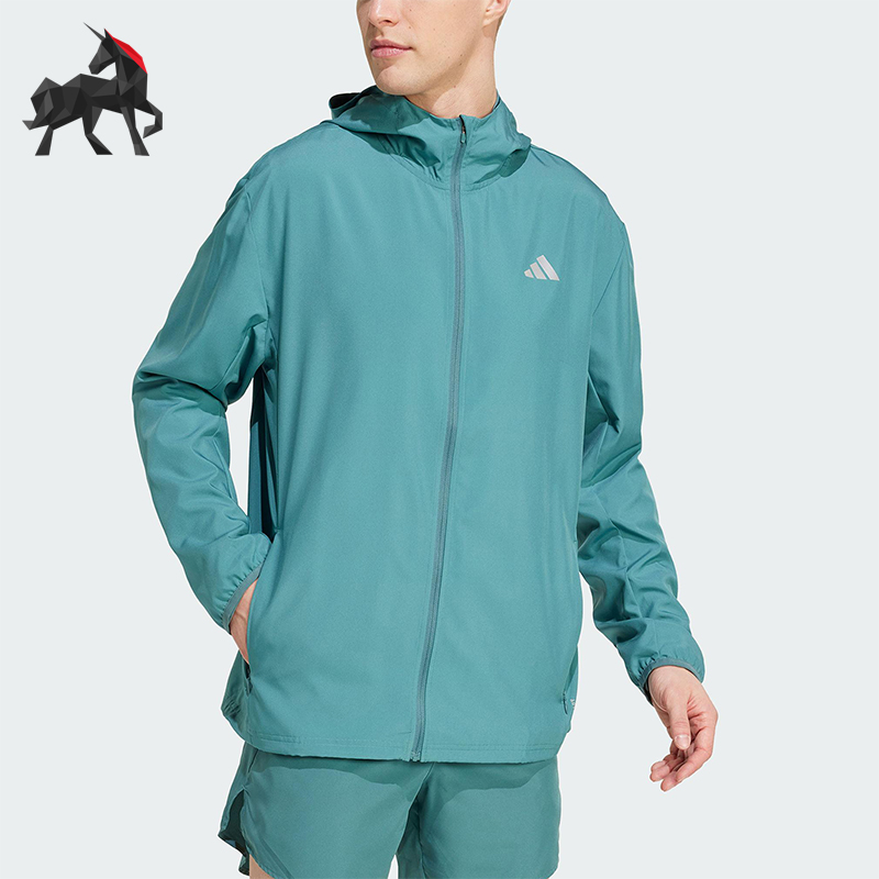 Adidas/阿迪达斯正品RUN IT JACKET男女拉链跑步连帽夹克JM5742