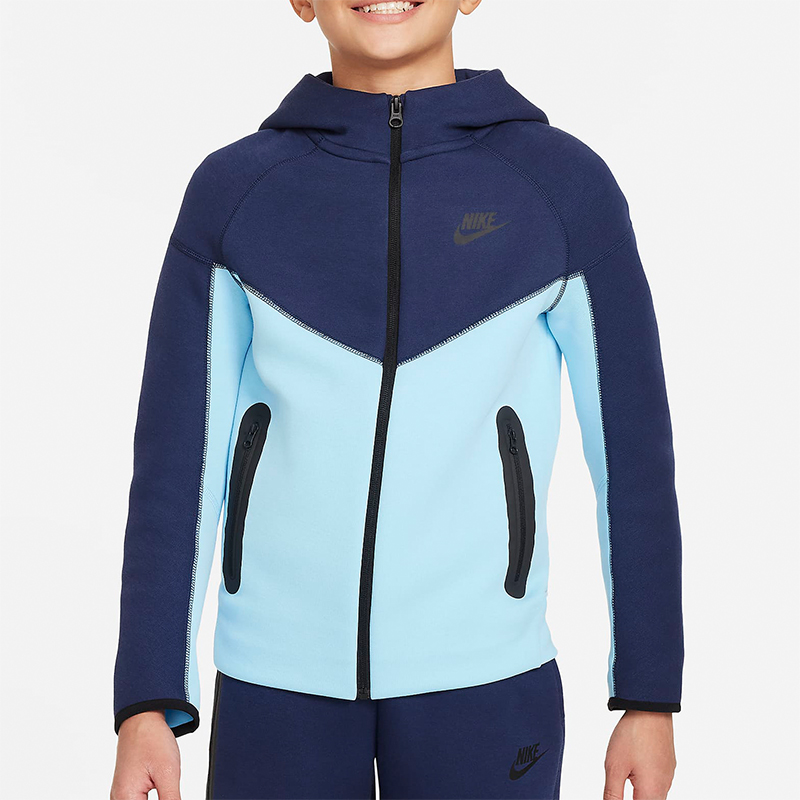 耐克大童拼接开襟连帽衫