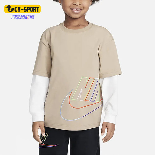 Nike/耐克正品春季新款小童运动叠搭针织长袖T恤FN9194-247