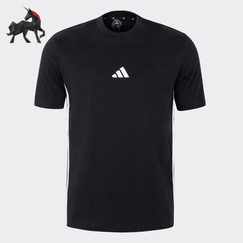 Adidas/阿迪达斯正品新款男士针织透气运动拼接短袖JY8564
